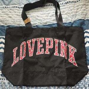 PINK Victoria's Secret Zippered Black Tote Bag